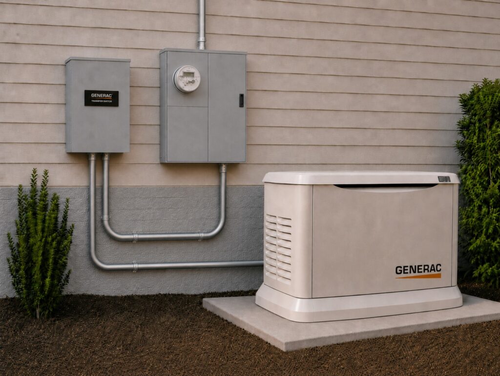 Backup generator installation with transfer switch in Los Angeles